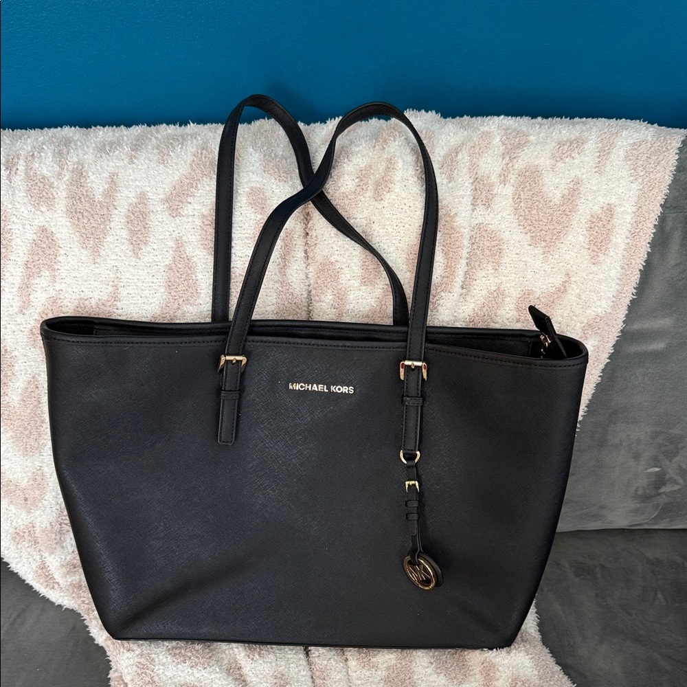 Michael Kors Black Tote with Gold Accents